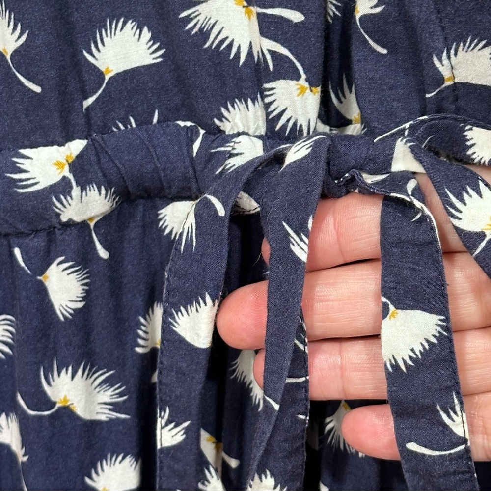 Old Navy jumpsuit XXL navy blue floral pocket tie waist short sleeve snap bodice - Picture 8 of 14